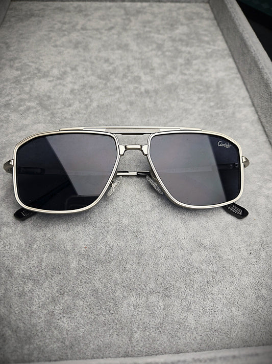 Cartier Black-Tinted Lenses Eyewear with Silver Frame