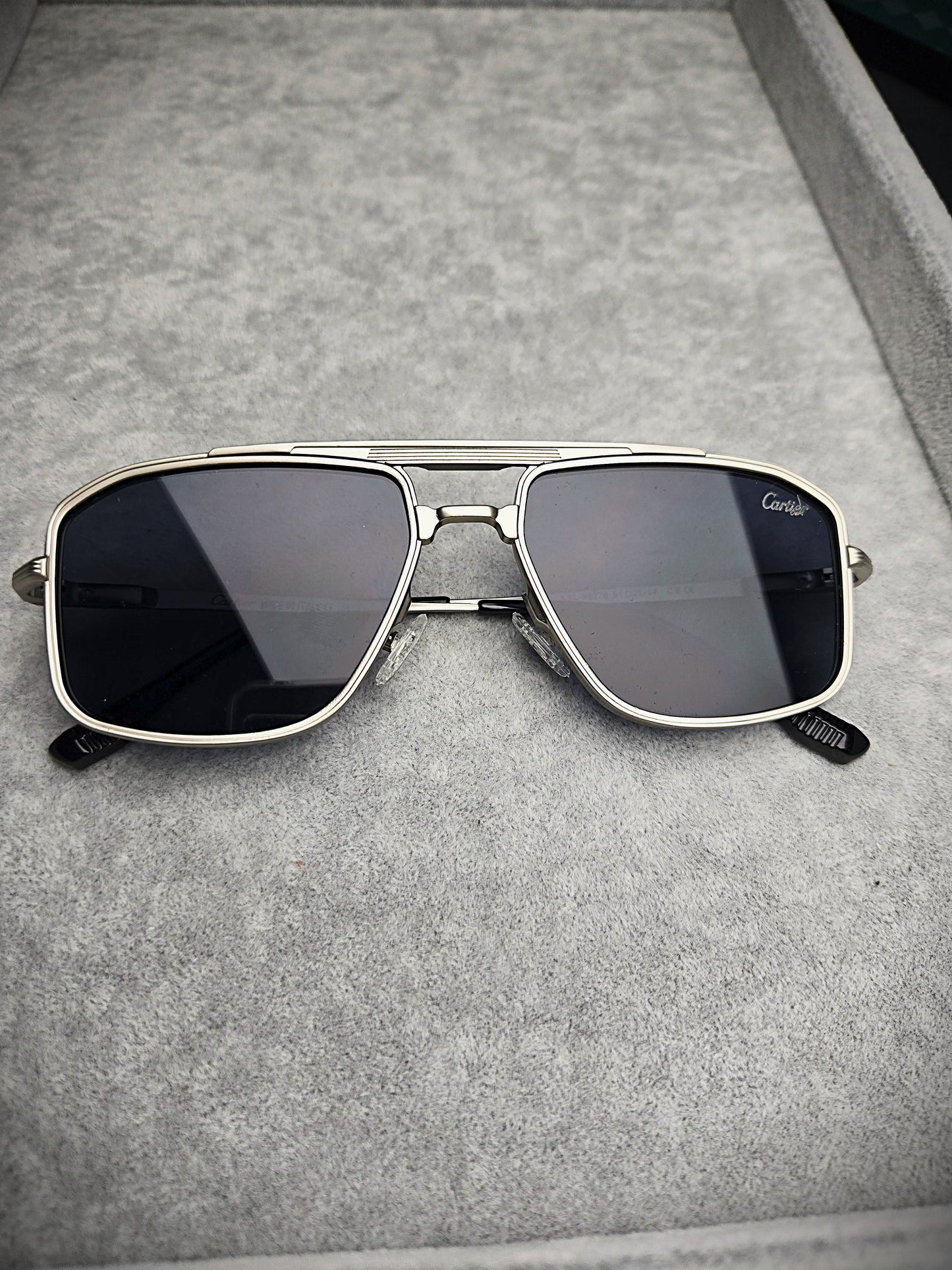 Cartier Black-Tinted Lenses Eyewear with Silver Frame