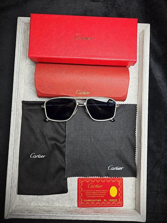 Cartier Black-Tinted Lenses Eyewear with Silver Frame