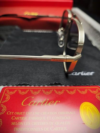 Cartier Black-Tinted Lenses Eyewear with Silver Frame