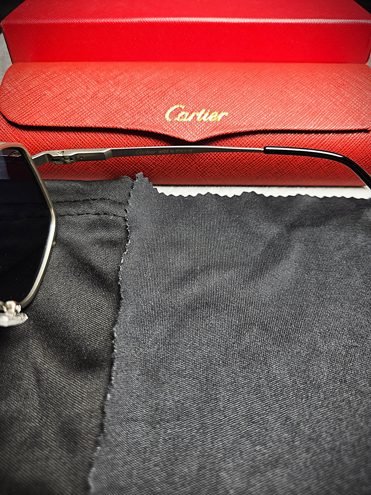 Cartier Black-Tinted Lenses Eyewear with Silver Frame
