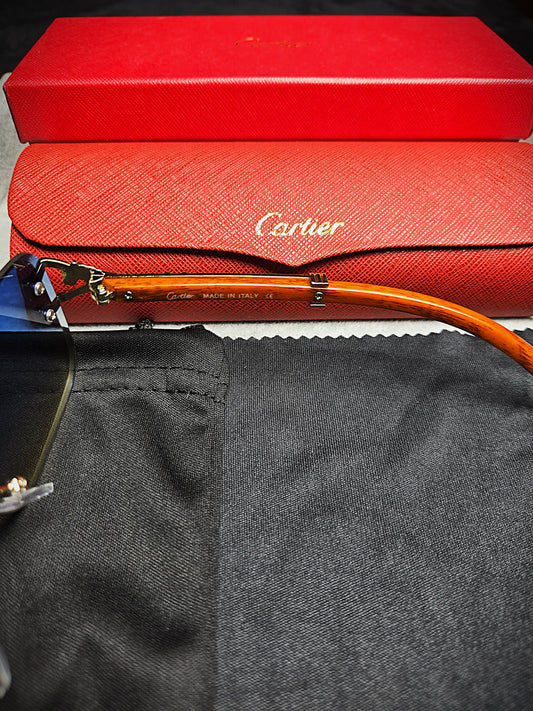 Cartier Luxury Wood Frame Glasses