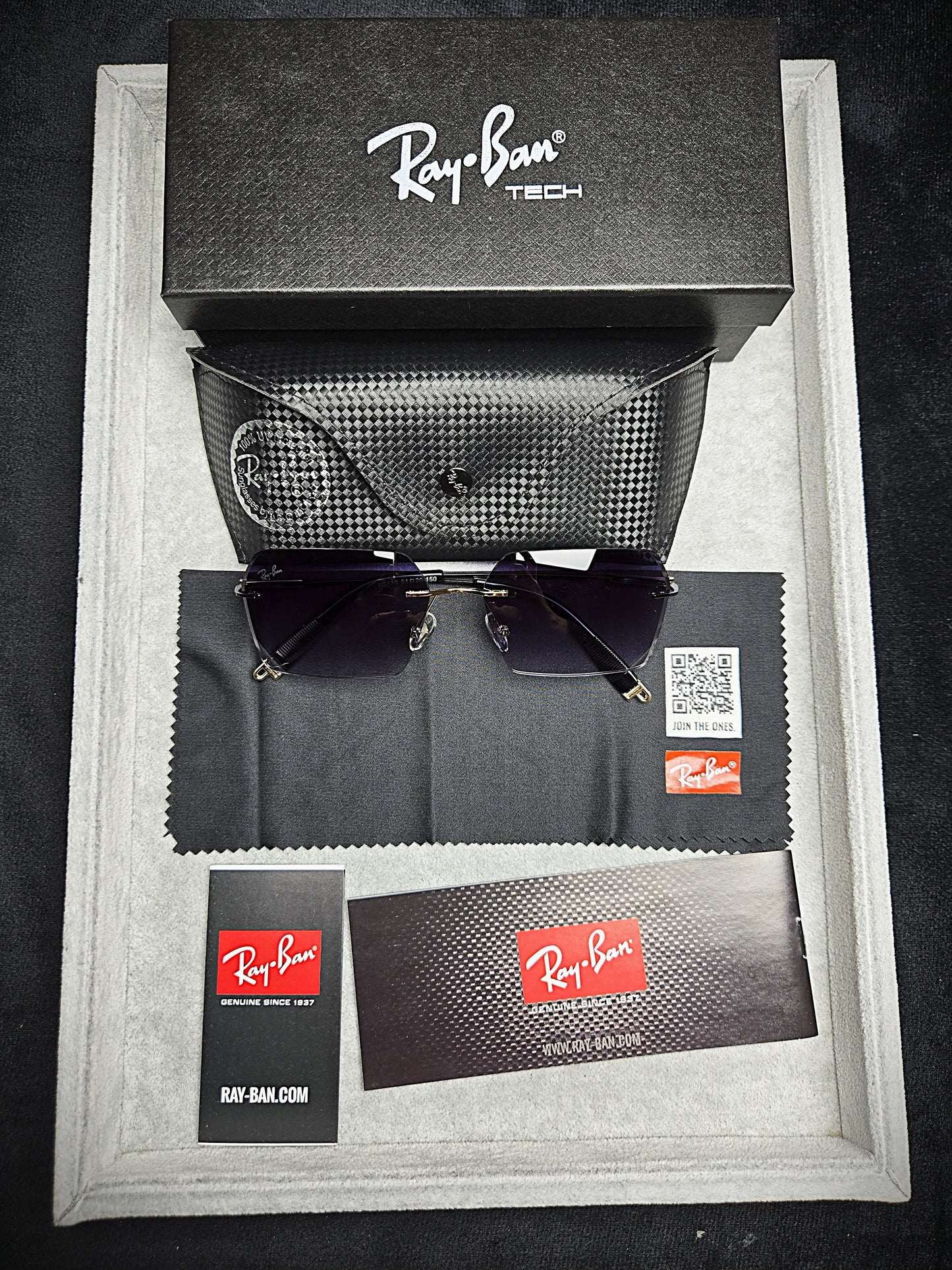 Ray-Ban Black Frame Glasses with Purple-Tinted Lenses