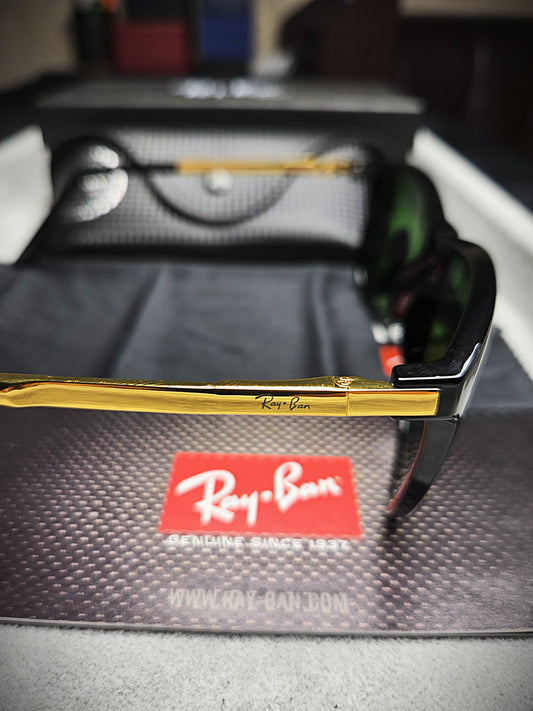 Ray-Ban Black Lenses with Black Frame and Gold Temples