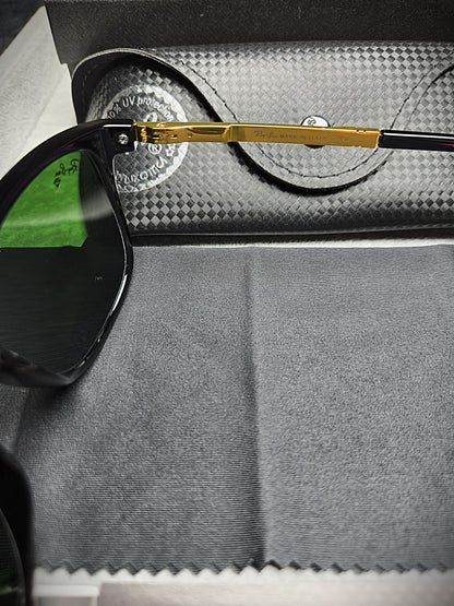 Ray-Ban Black Lenses with Black Frame and Gold Temples