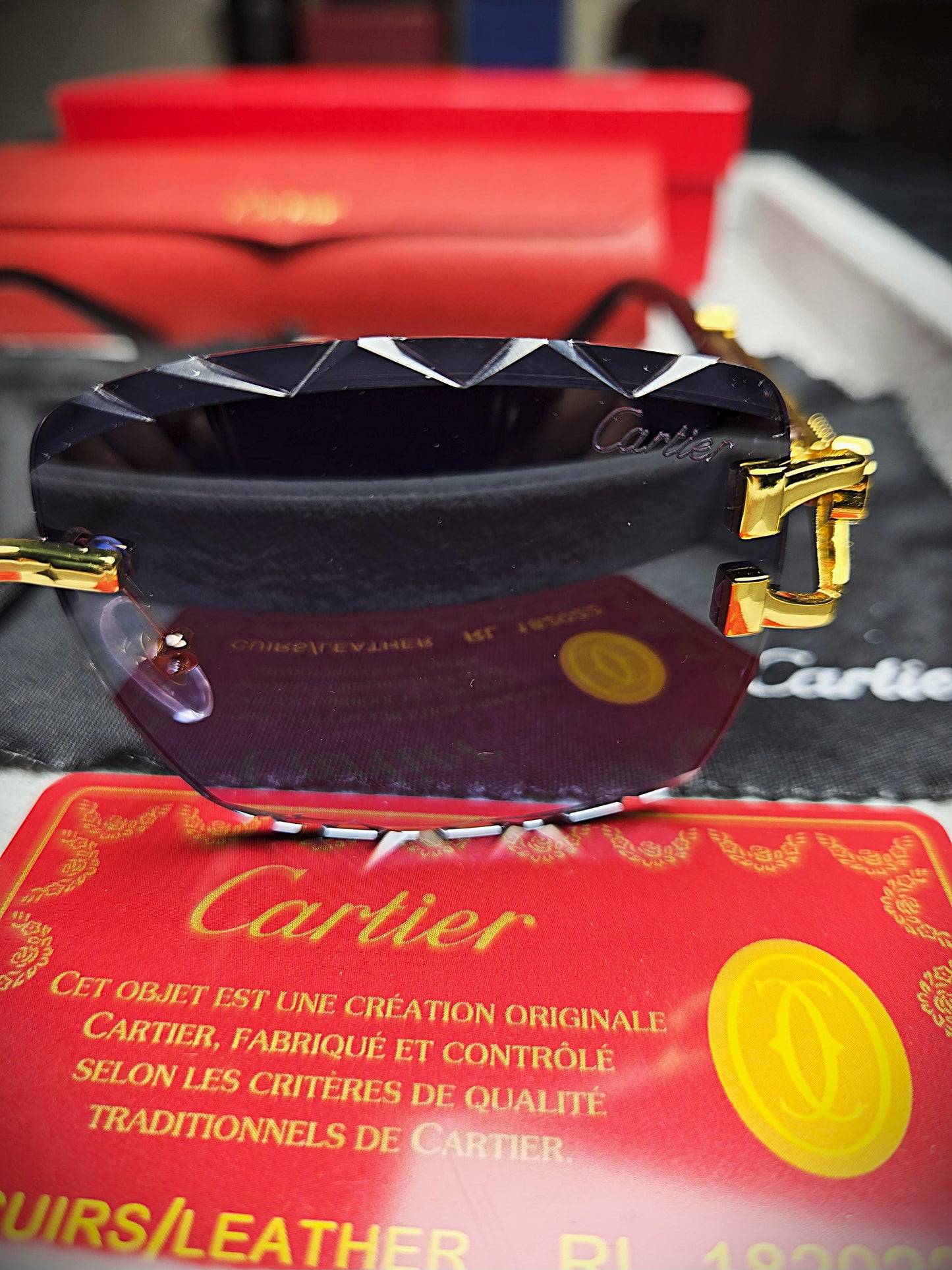 Cartier Gold Black Sunglasses
