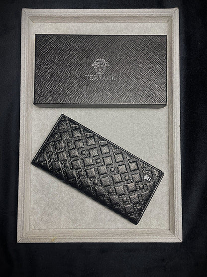 Versace Black Embossed Leather Wallet
